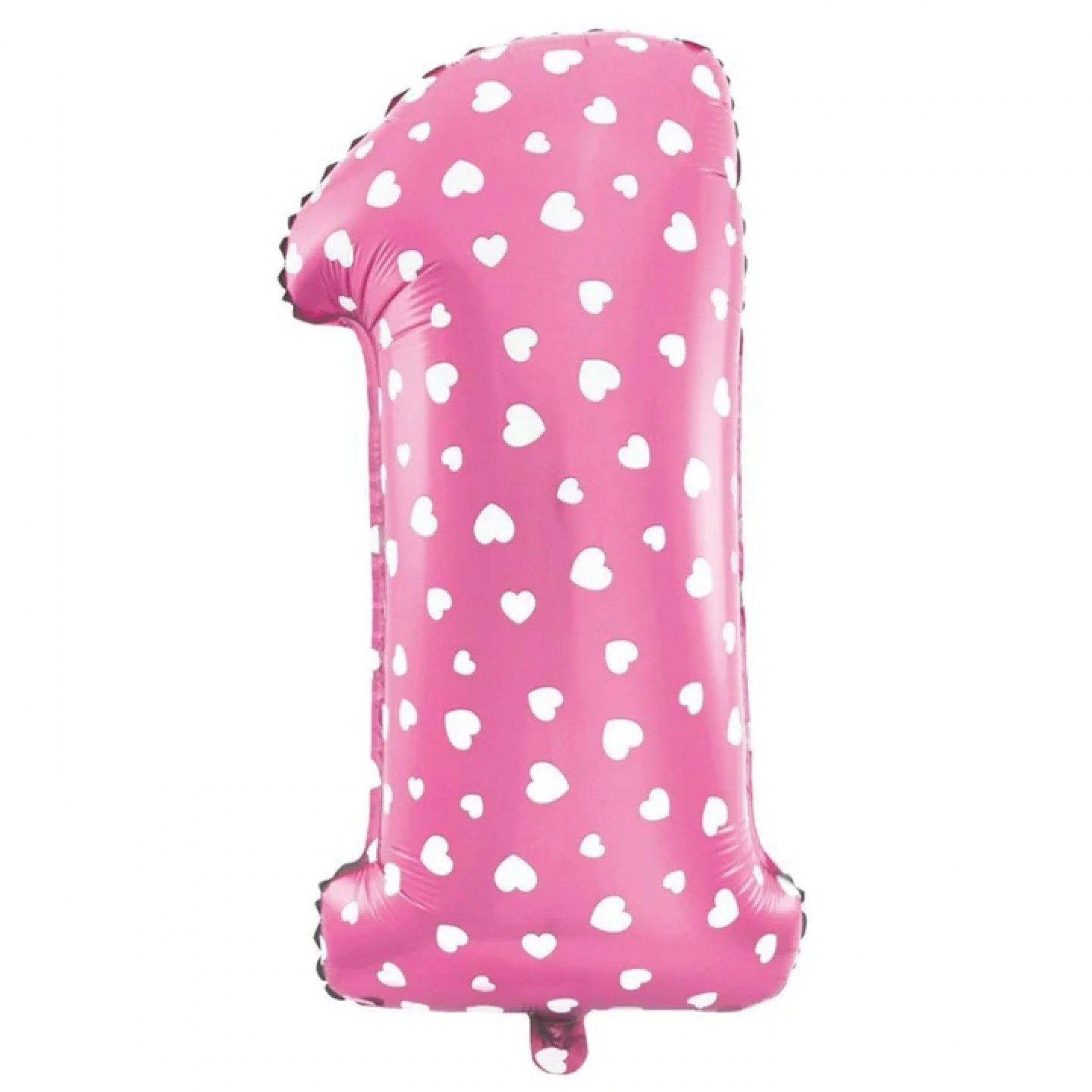 Fooliumist roosa südametega õhupall Number "1"