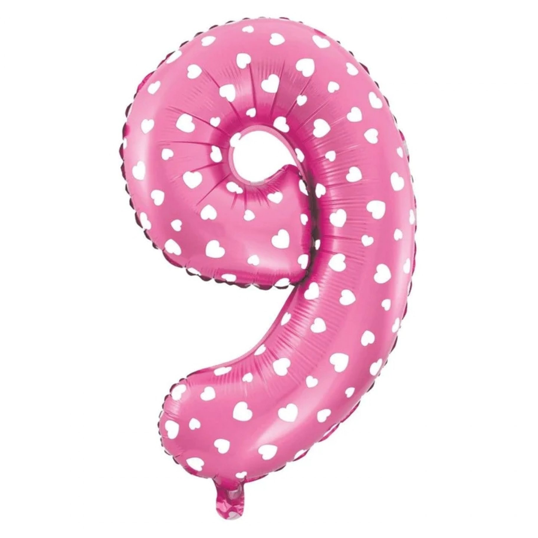 Fooliumist roosa südametega õhupall Number "9"