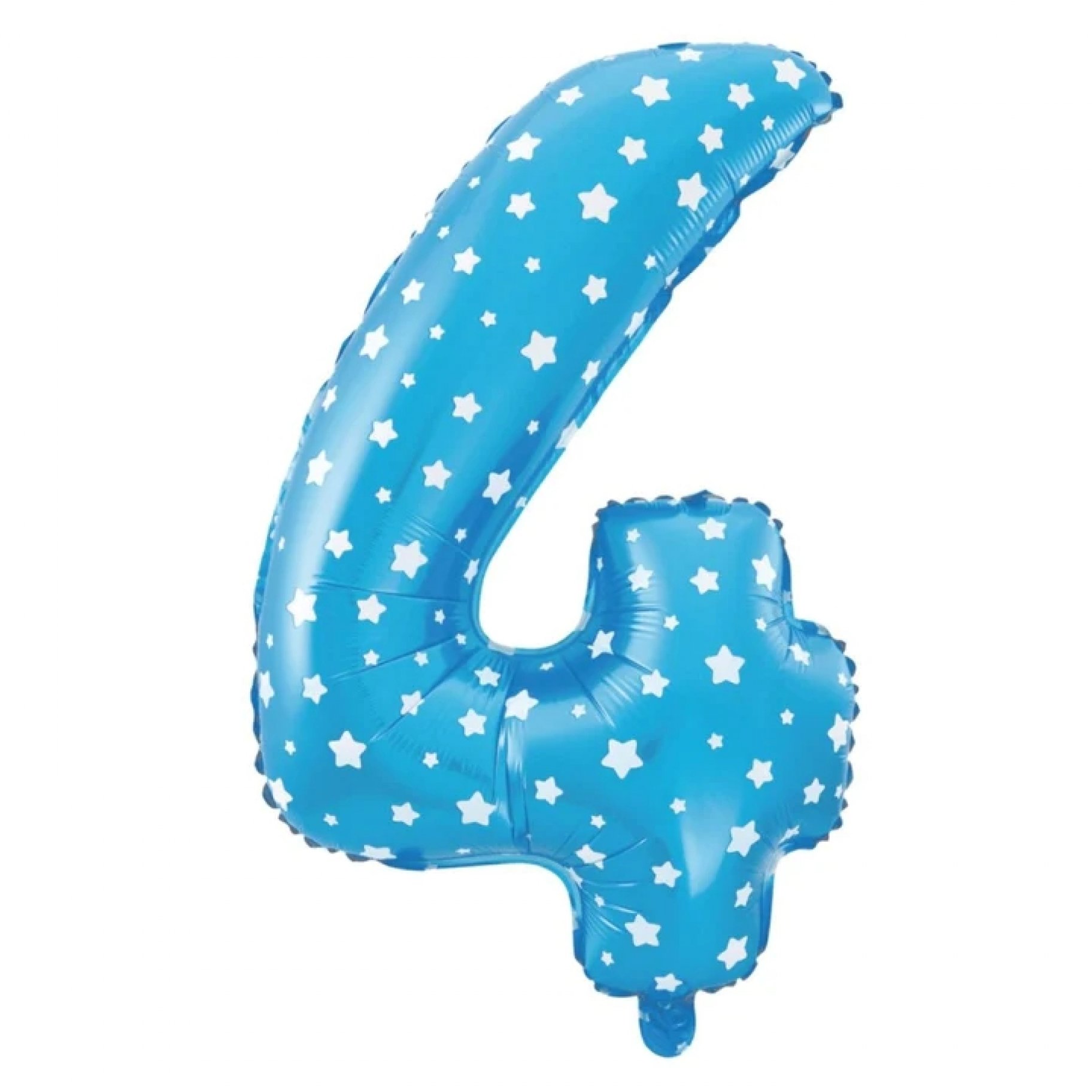 Fooliumist sinine tähekestega õhupall Number "4"
