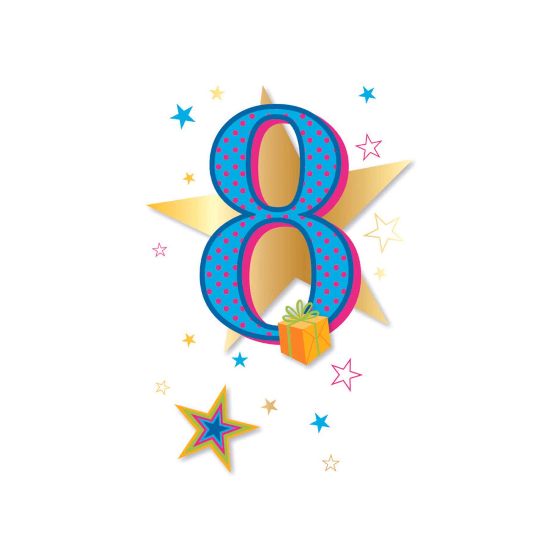 Number 8 sünnipäeva kaart