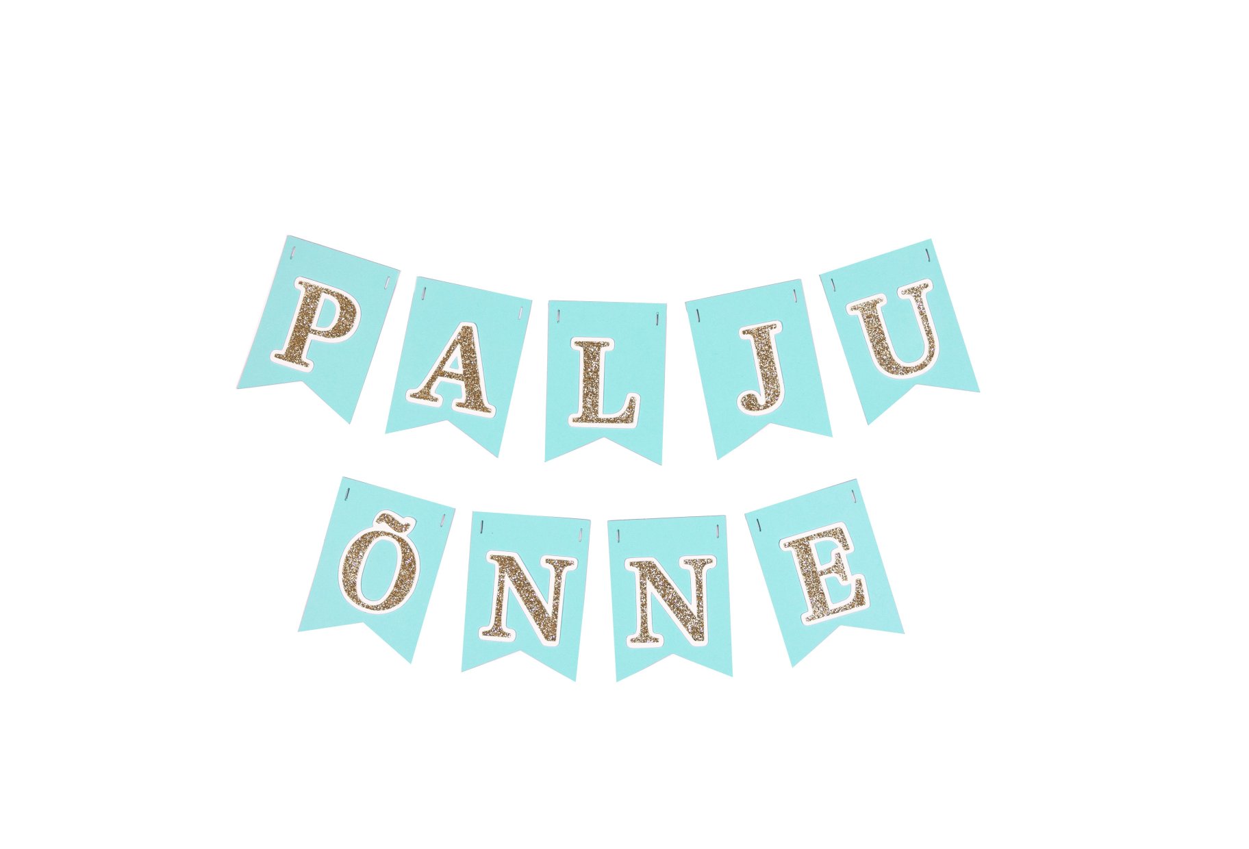 Bänner sinine kuldse "Palju Õnne" kirjaga