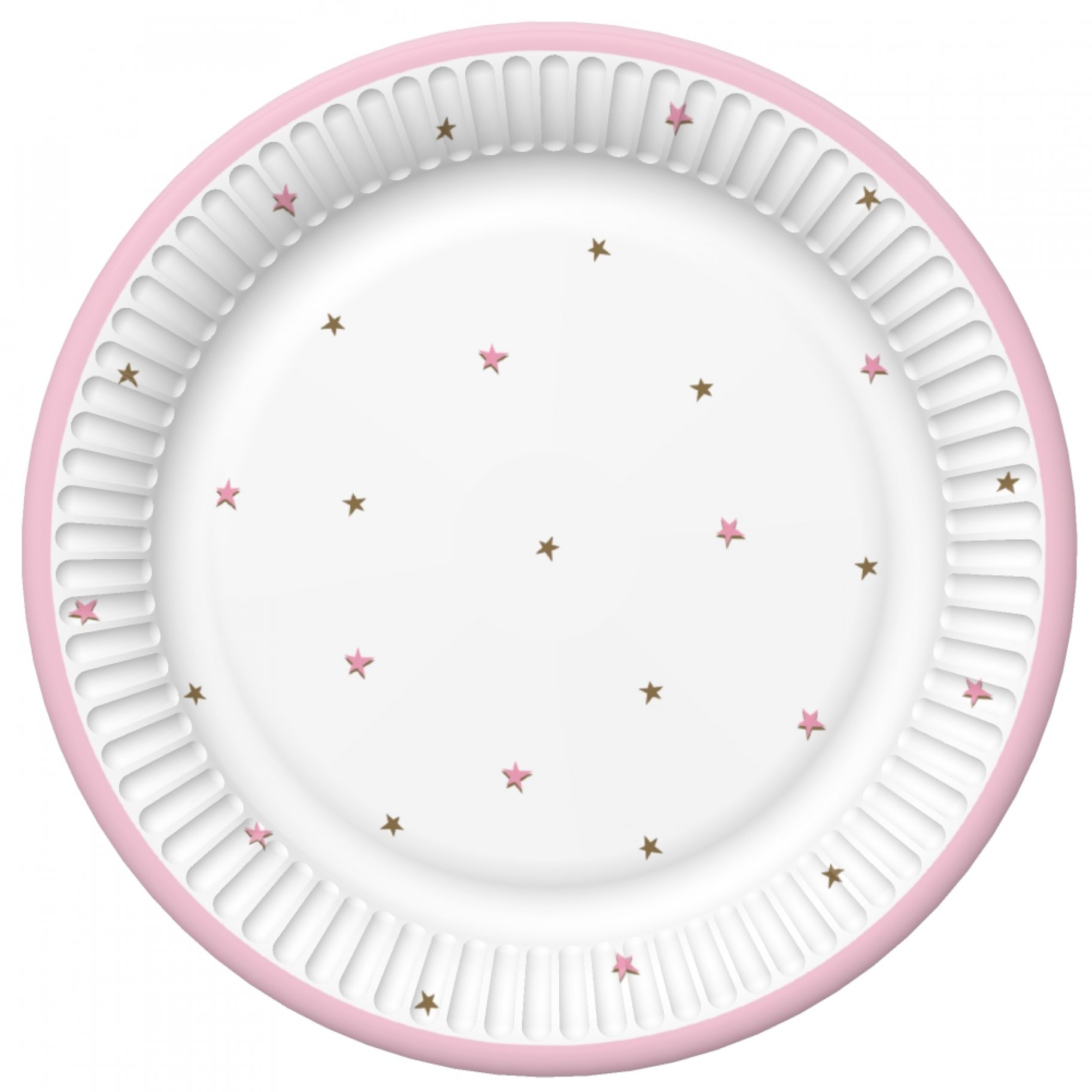 Suured papptaldrikud "Roosade tähekestega"