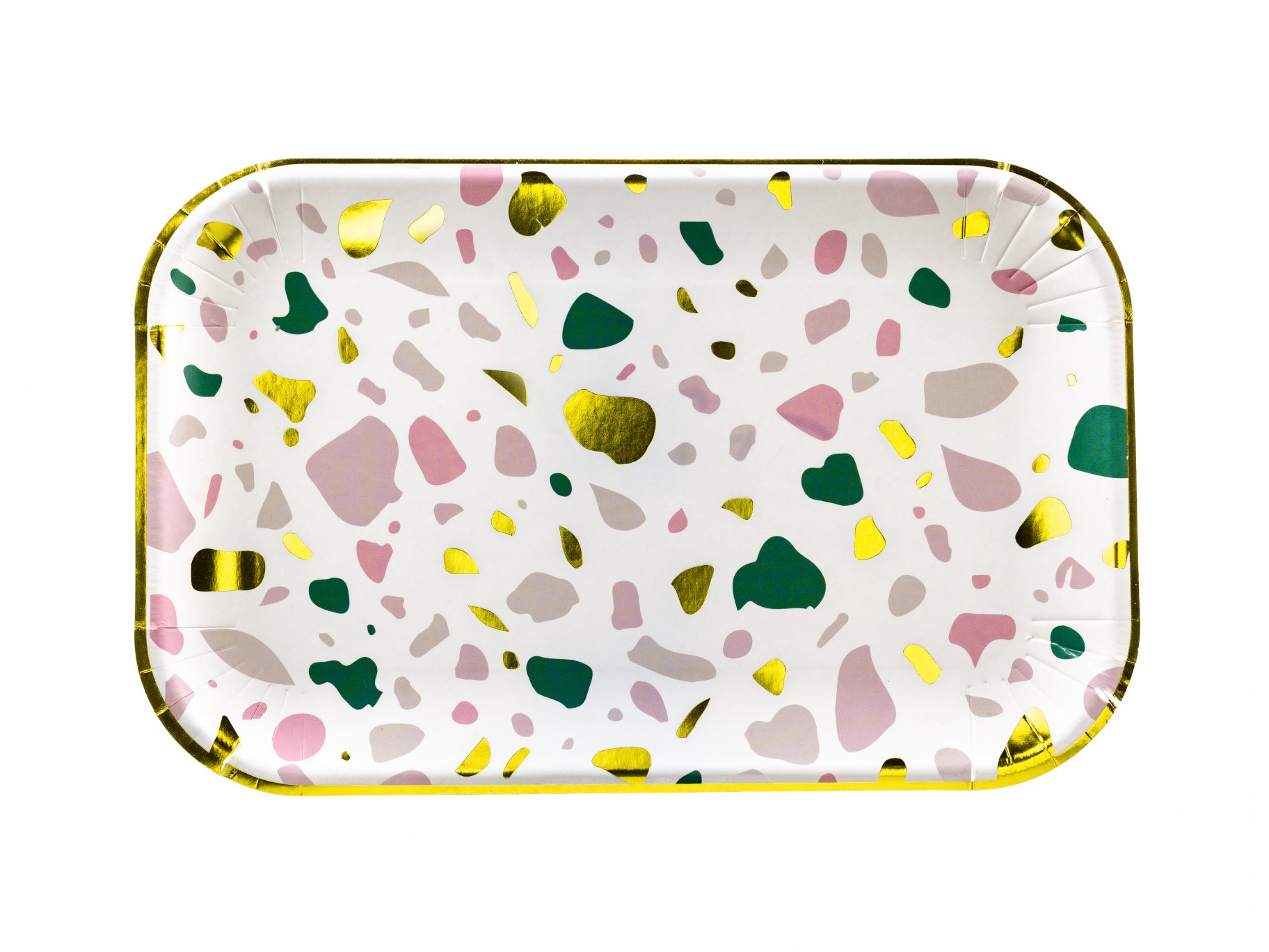 Väikesed papptaldrikud "Valge värvilise mustriga"