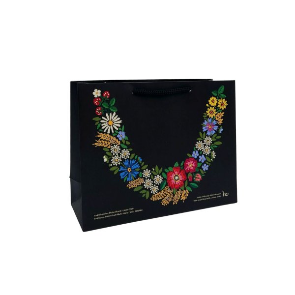 Keskmine horisontaalne kinkekott "Muhu tikand"