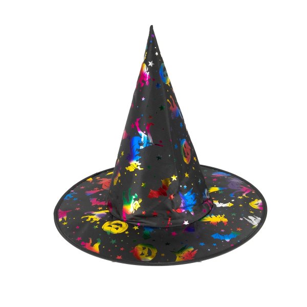 Nõia müts "Värvilise halloween mustriga"