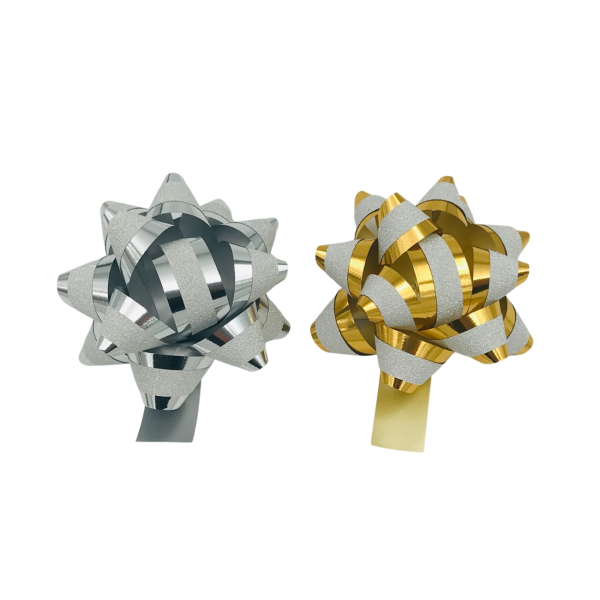 Rosetid "Kuldne ja Hõbedane sädeleva triibuga" Ø 9cm