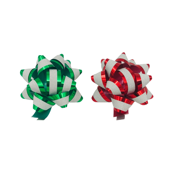 Rosetid "Punane ja Roheline sädeleva triibuga" Ø 9cm