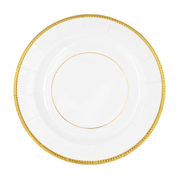 Väiksed papptaldrikud "Elegantne valge kuldse äärega"