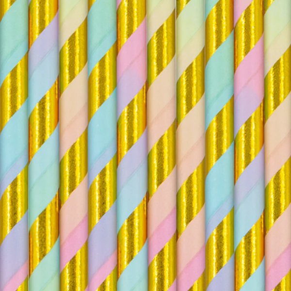 Paberkõrred "Pastelsed kuldse triibuga"