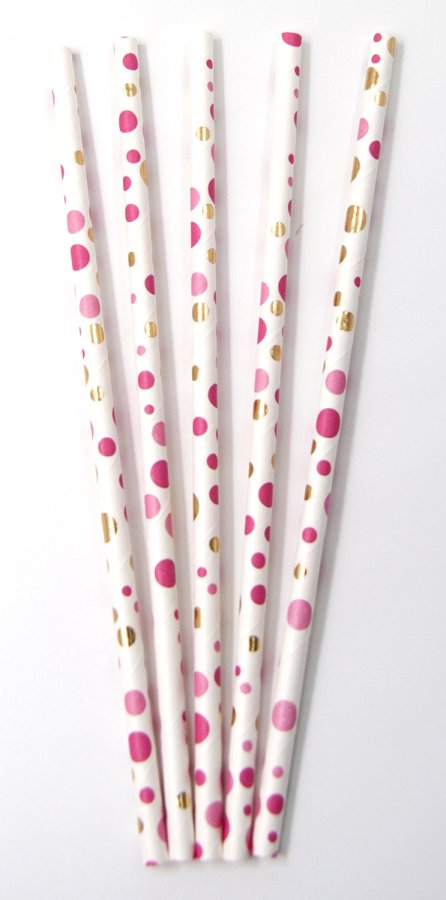 Paberkõrred "Roosa ja kuldse täpiga"