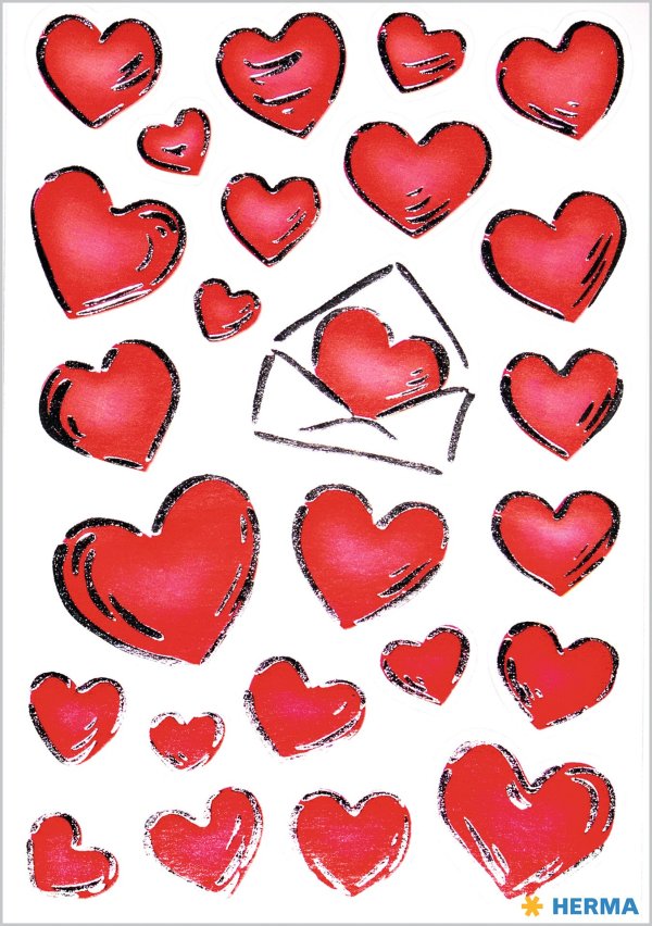 Kleebis "Ümbrikutega südamed"