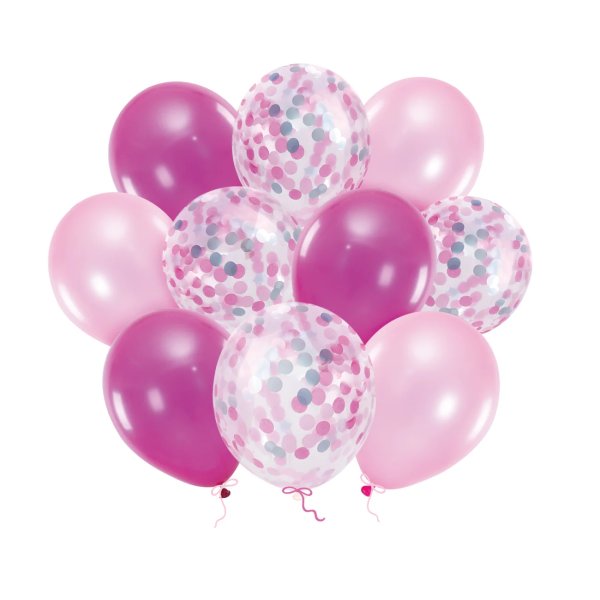 Lateks õhupallide komplekt "Roosa ja konfetti mix"