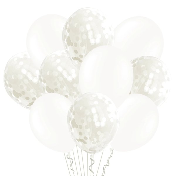 Lateks õhupallide komplekt "Valge ja konfetti mix"