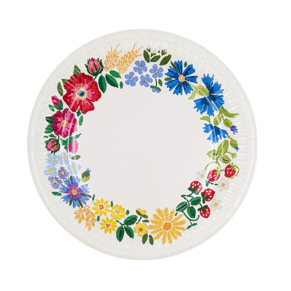 Suured papptaldrikud "Valge muhu tikand"