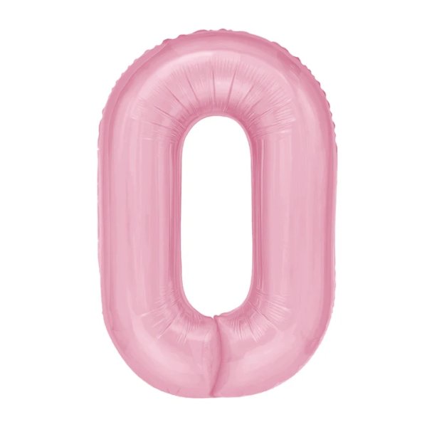 Fooliumist heleroosa õhupall Number "0"
