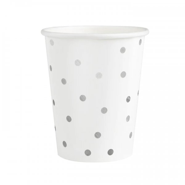 Papptopsid "Valged hõbedaste täppidega"