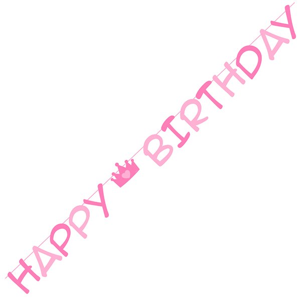 Bänner roosa "Happy Birthday" kirjaga