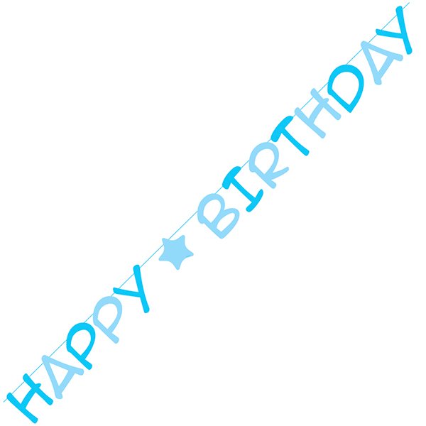 Bänner sinine "Happy Birthday" kirjaga