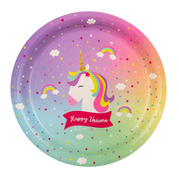 Suured papptaldrikud "Ükssarvik"