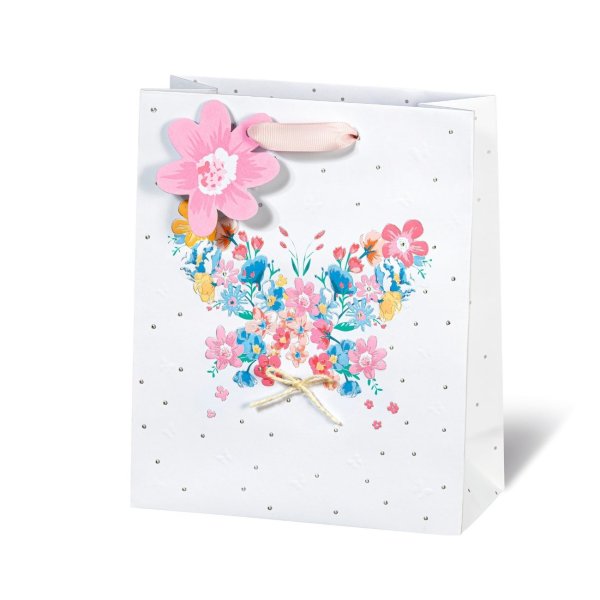 Keskmine kinkekott "Flowers & Butterfly"