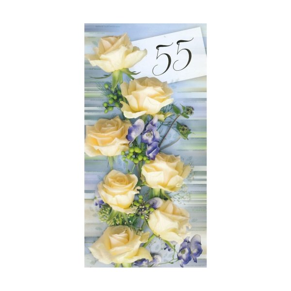 Õnnitluskaart "Valged roosid triibulisel taustal 55"