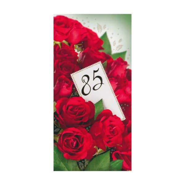 Õnnitluskaart "Punase roosi kimp kaardiga 85"