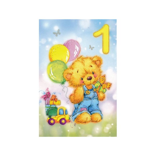 Õnnitluskaart numbriga "1"