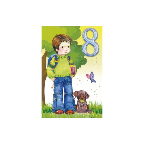 Õnnitluskaart poisile numbriga "8"