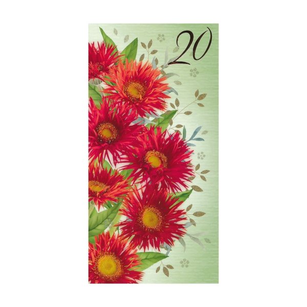 Õnnitluskaart "Punased astrid 20"