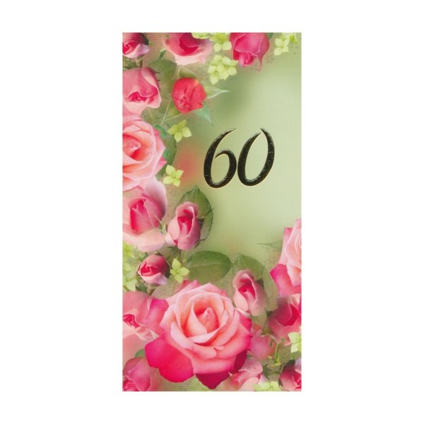 Õnnitluskaart "Roosad roosid 60"