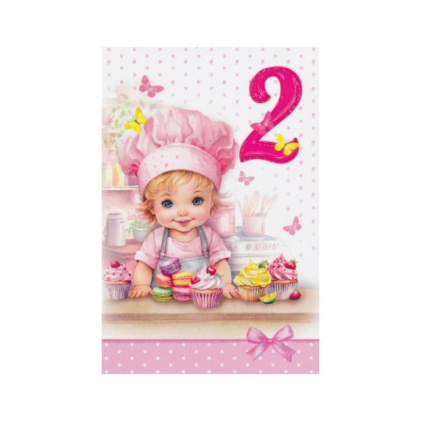 Õnnitluskaart tüdrukule numbriga "2"