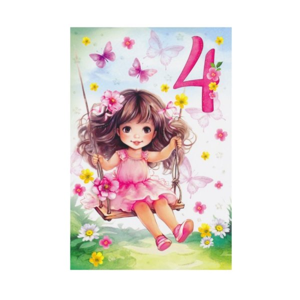 Õnnitluskaart tüdrukule numbriga "4"