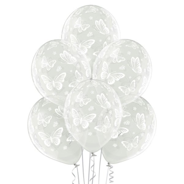 Õhupallid "Läbipaistev Valge Liblikaga"