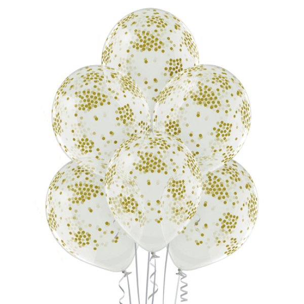 Õhupallid "Läbipaistev Kuldne Konfett"