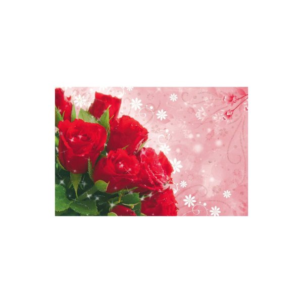 Õnnitluskaart "Punased roosid punasel taustal"