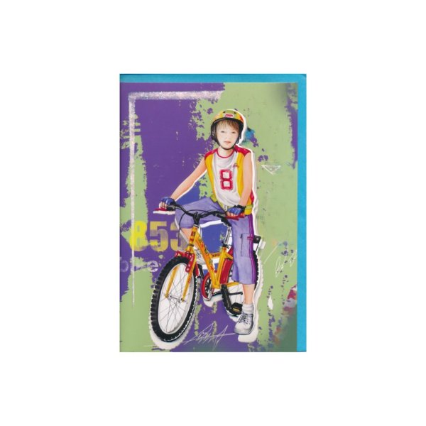 Õnnitluskaart "Poiss rattal"