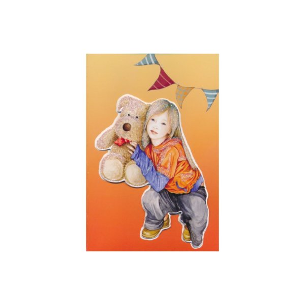 Õnnitluskaart "Tüdruk karuga"