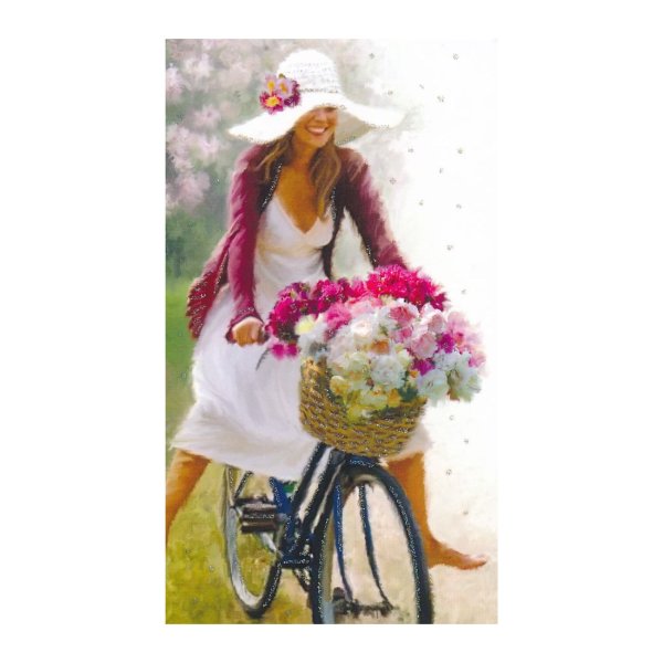 Rahakaart glitteriga "Naine jalgrattal"