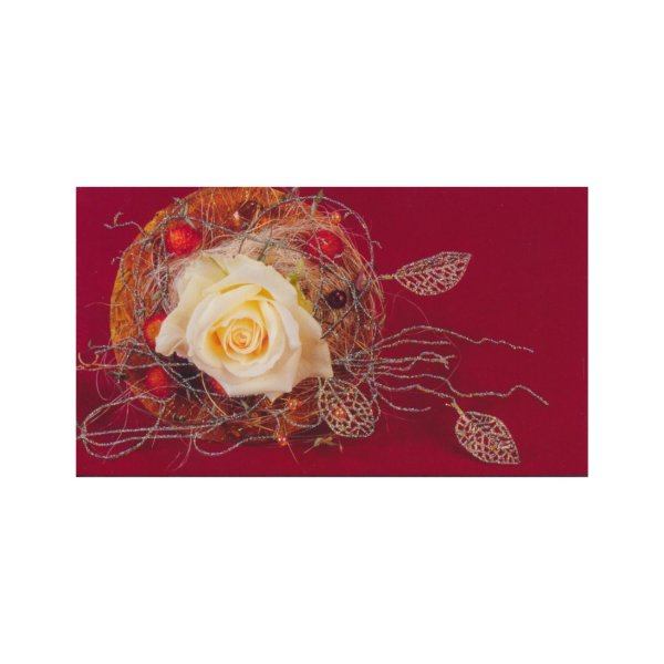 Rahakaart glitteriga "Valge roos"