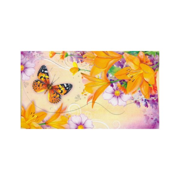 Rahakaart glitteriga "Liblikas lillede taustal"