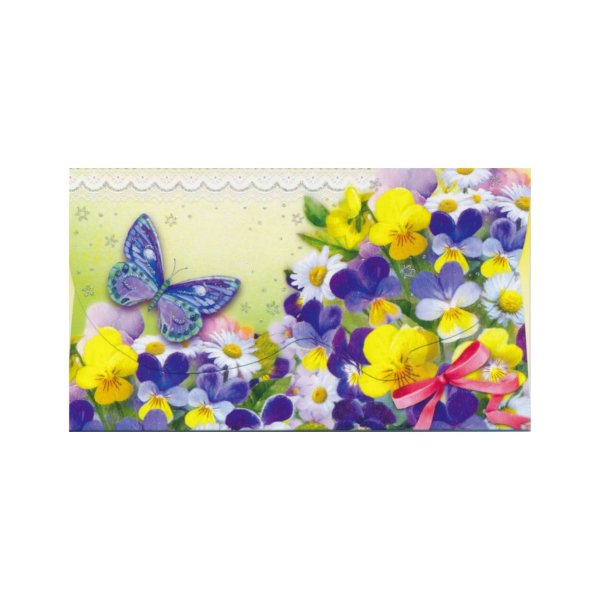 Rahakaart glitteriga "Liblikas lillede taustal"