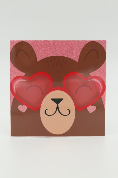 Õnnitluskaart "Karu roosade prillidega"