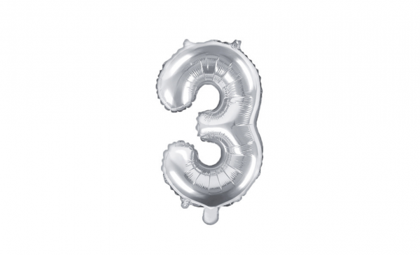 Fooliumist hõbedane õhupall “Number 3”