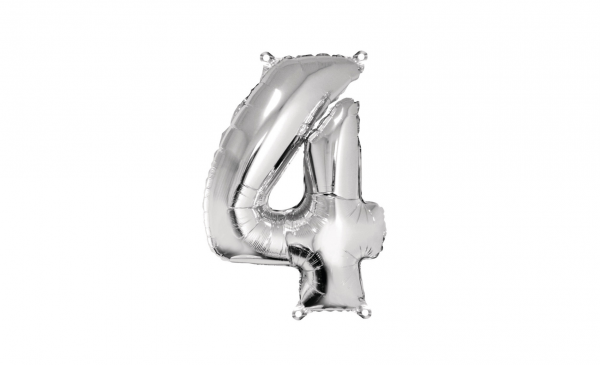 Fooliumist hõbedane õhupall “Number 4”