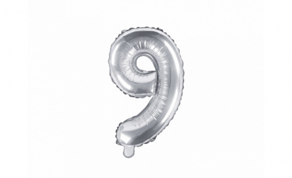 Fooliumist hõbedane õhupall “Number 9”