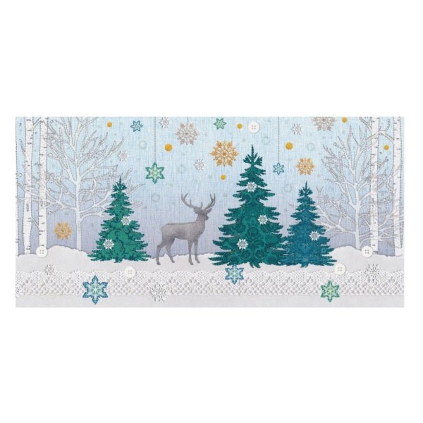 2-osaline pikk jõulukaart glitteriga "Põder metsas"