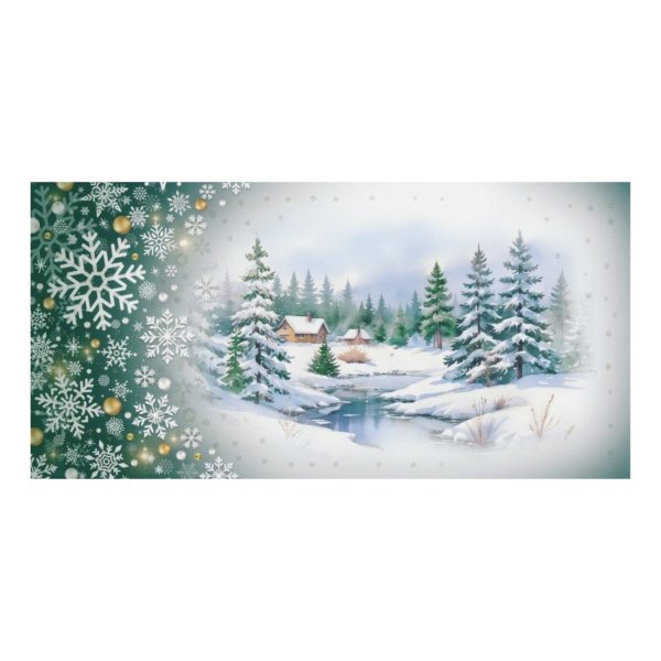 2-osaline pikk jõulukaart glitteriga "Talvine jõgi"