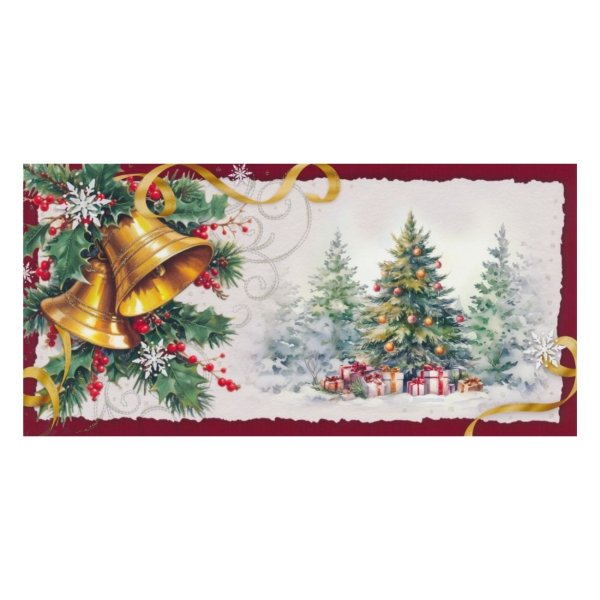 2-osaline pikk jõulukaart glitteriga "Kellukesed"