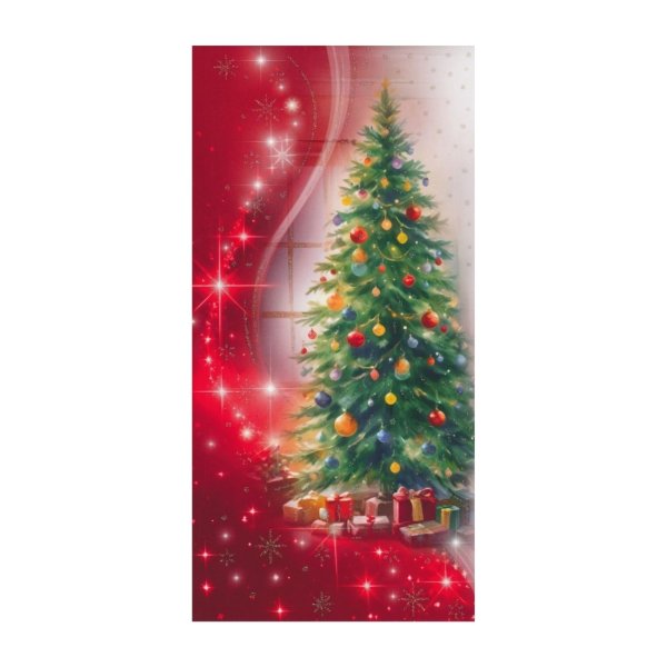 2-osaline pikk jõulukaart glitteriga "Kuusk kingipakkidega"