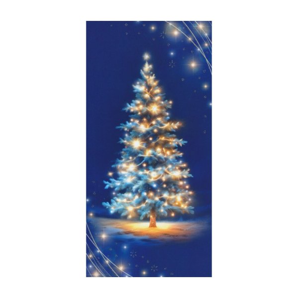 2-osaline pikk jõulukaart glitteriga "Kuusepuu"